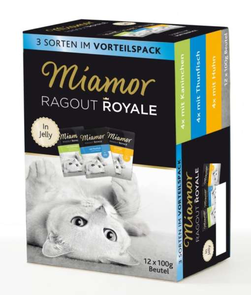 Miamor Ragout Royale Multibox Adult 1 (mit Kaninchen / Thunfisch / Huhn in Jelly), 12 x 100 g