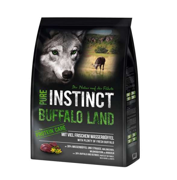 PURE INSTINCT Hundefutter Adult mit Büffel und Strauß 4kg (Buffalo Land)