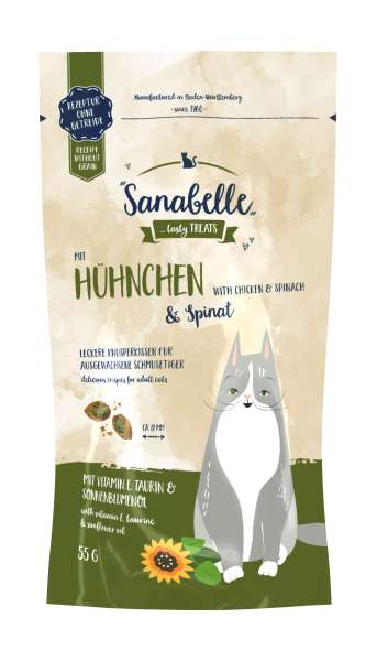 Sanabelle Knusperkissen Hühnchen & Spinat, 55 g