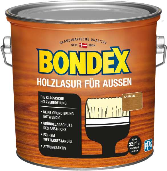 Bondex Holzlasur für Außen Kastanie, 2,5 Liter