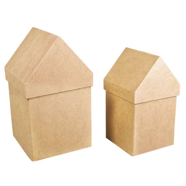 Pappmache Boxen Häuser 2 Stück