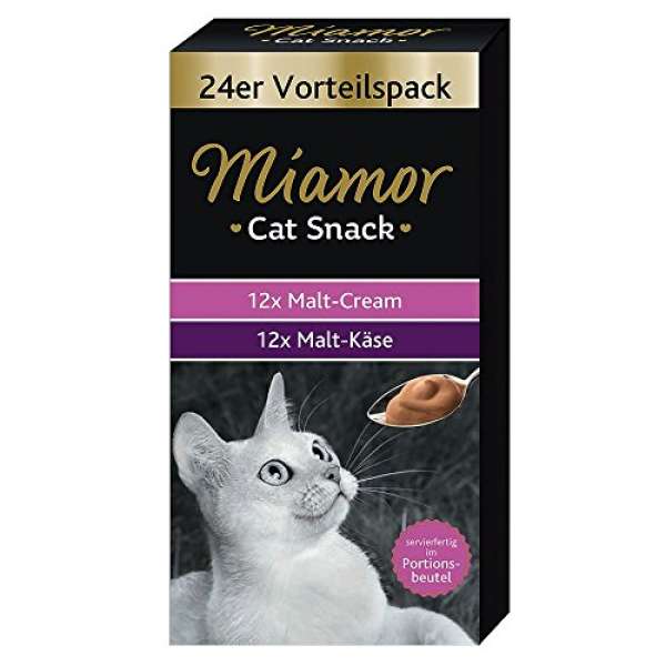 Miamor Cat Snack Malt-Cream + Malt-Cream Käse, 24 x 15 g