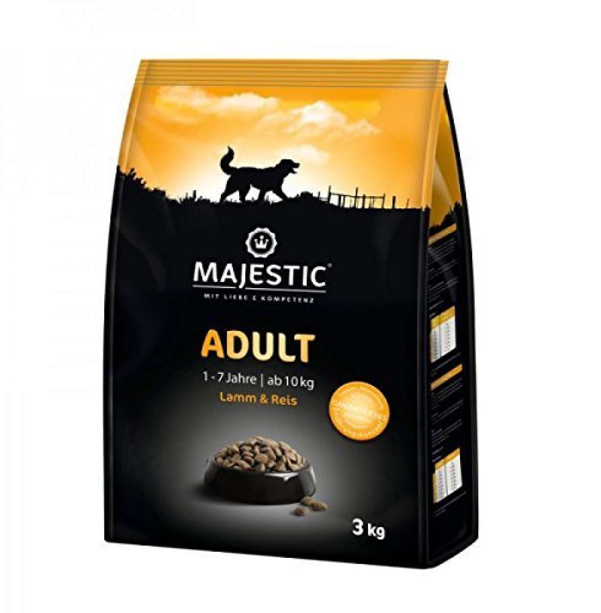 MAJESTIC Hundefutter Adult mit Lamm und Reis 3kg Trockenfutter