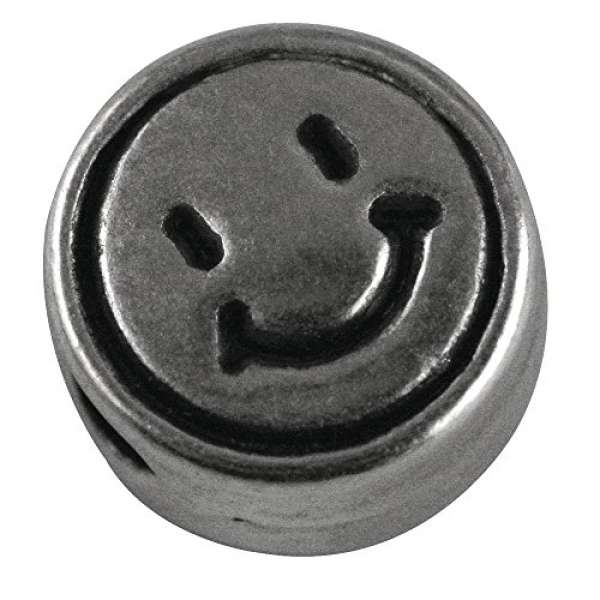 Metall Perle Smiley D7mm Loch 2mm silb.