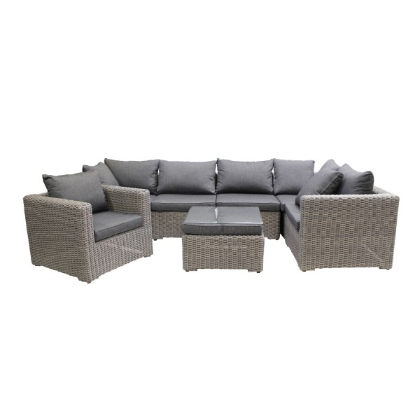 Loungegruppe Long Island mit Sessel Grey Willow inkl. Kissen