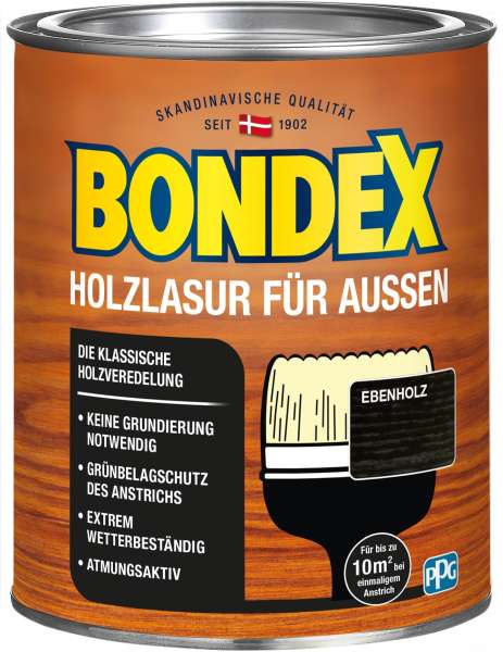 Bondex Holzlasur für Außen Ebenholz, 750 ml