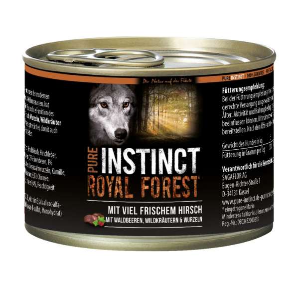 PURE INSTINCT Nassfutter mit Hirsch 200g (Royal Forest)