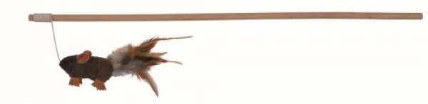 Trixie Spielangel Maus mit Federn, 50 cm