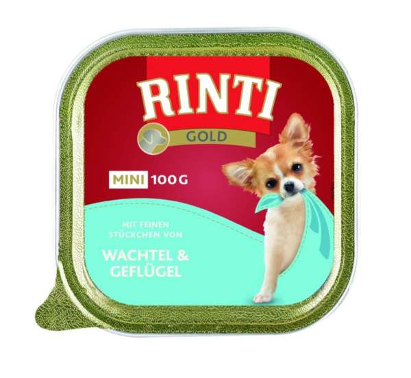 Rinti Gold mini Wachtel & Geflügel. 100 g Schale