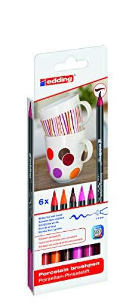 edding 4200 Porzellanpinselstift 6er-Set warm colours