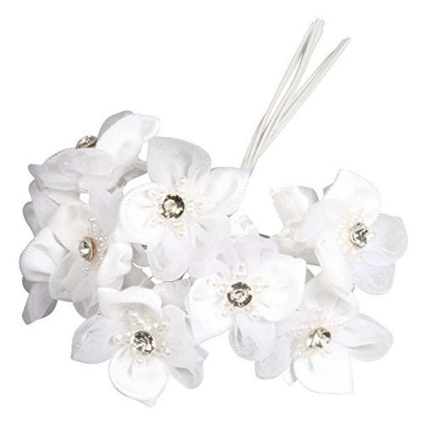 Satin Organza Stern Blüten Bouquet weiß