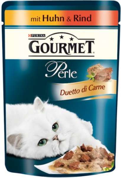 Gourmet Perle Katzenfutter Duetto di Carne mit Huhn und Rind, (85 g) Beutel