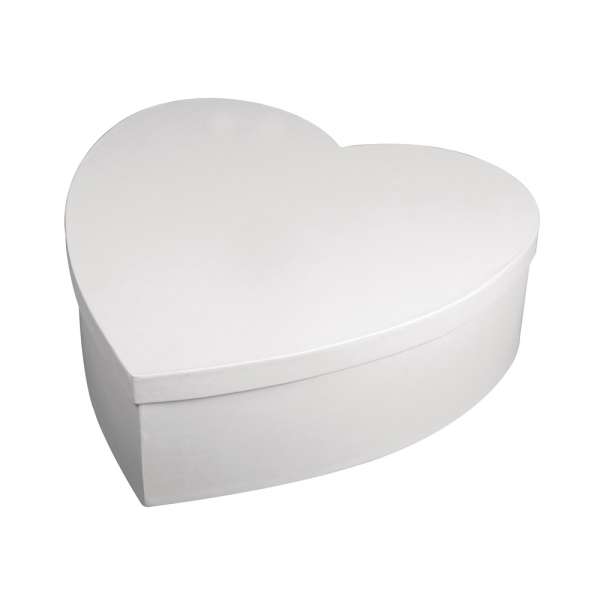 Pappmache Box Herz D:30cm weiß 10cm