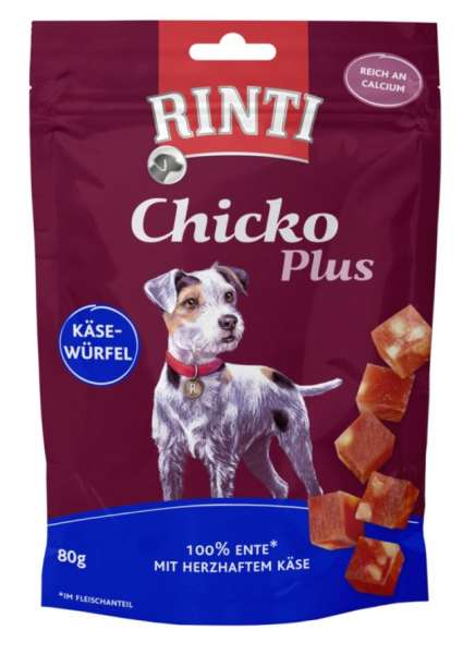 Rinti Chicko Plus Käsewürfel mit Ente, 80 g