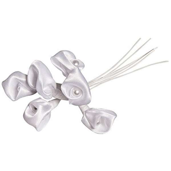 Satin Blütenbouquet Callas mit Perle weiß